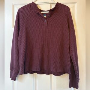 Burgundy Waffle Knit Henley Top